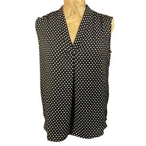Jones New York Sleeveless V Neck Polka Dot Tunic Top Womens Size S Chic Career